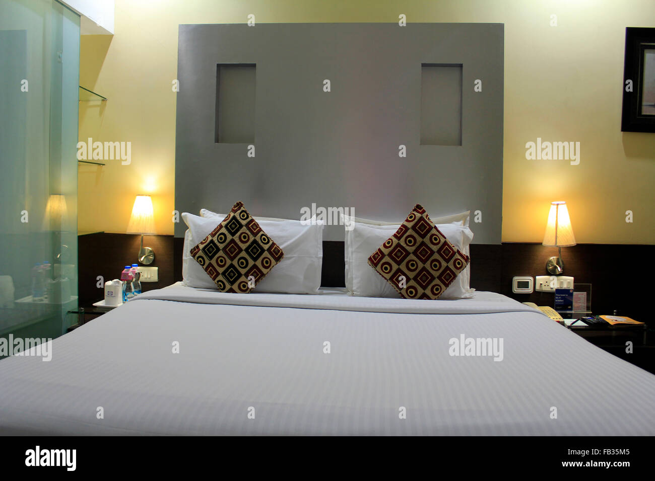 Interieur eines Hotelzimmers in Chennai, Indien Stockfoto