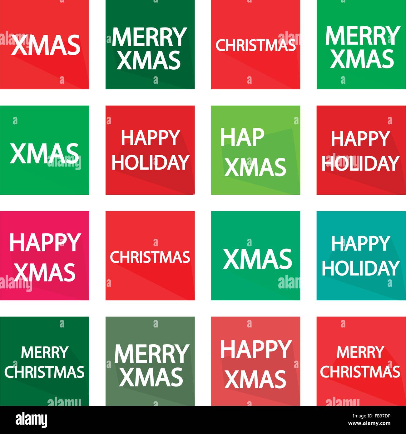 Abbildung Sammlung von 16 Xmas-Aufkleber und Etiketten für Urlaub Weihnachtsfeier. Stock Vektor