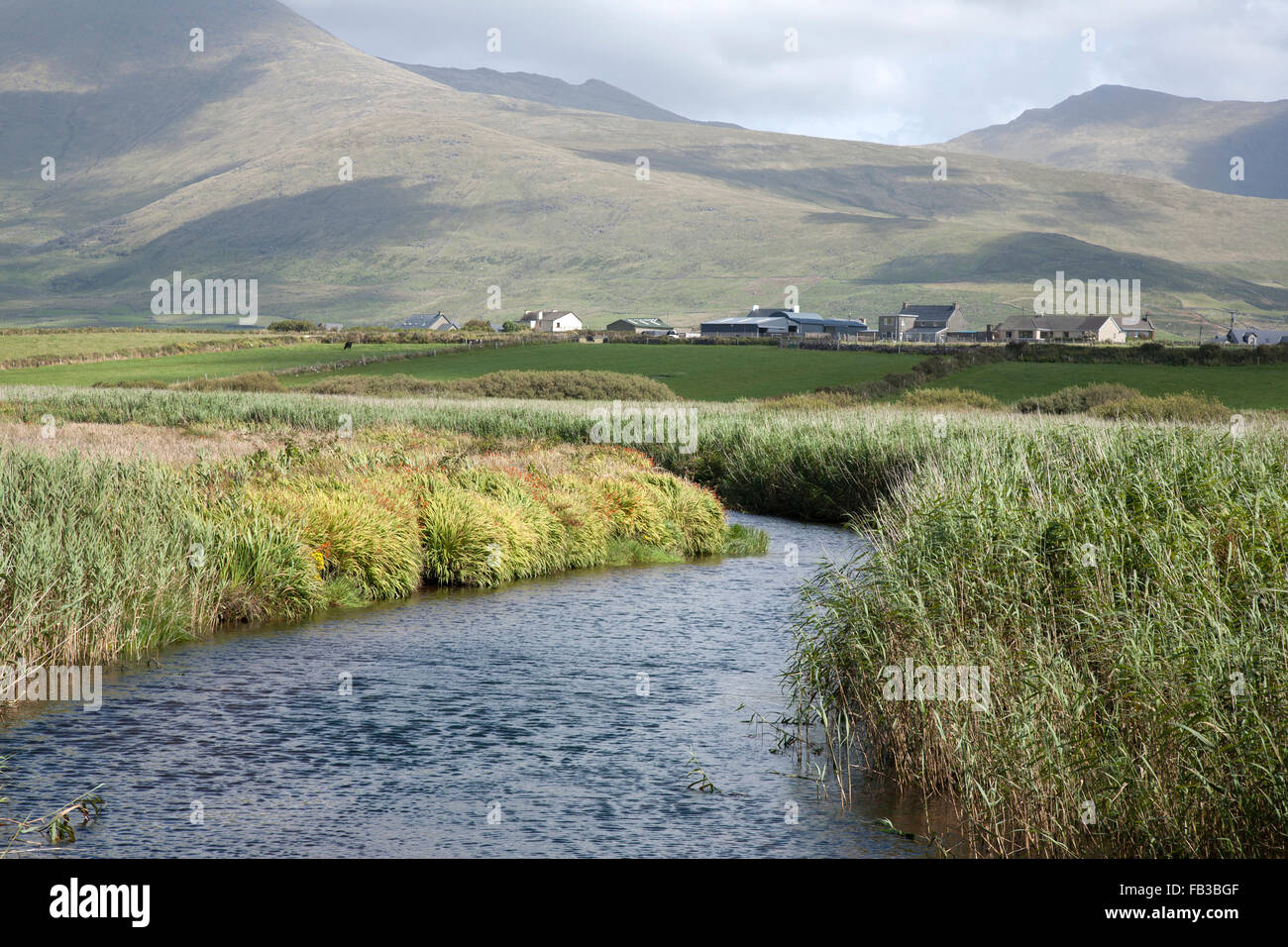 Berge, Flüsse und Wolkengebilde in Dingle Halbinsel, Irland Stockfoto