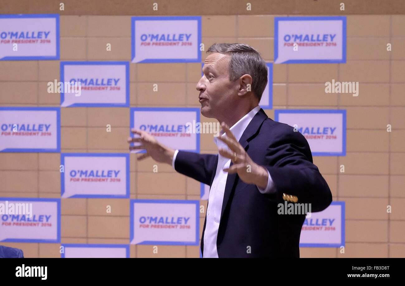 Sioux City, Iowa, USA. 3. Januar 2016. Präsidentschaftskandidat der ehemaligen Gouverneur MARTIN O'MALLEY macht eine Kampagne, in der Mary J. Treglia Gemeindehaus zu stoppen. © Jerry Mennenga/ZUMA Draht/Alamy Live-Nachrichten Stockfoto