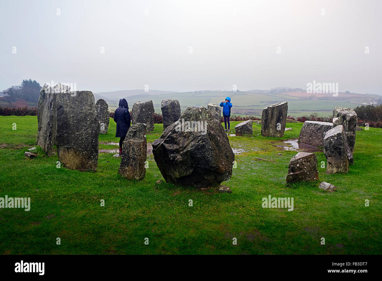 DROMBEG Menhire, Kreis Megalith-Monument Glandore West Cork Irland Stockfoto