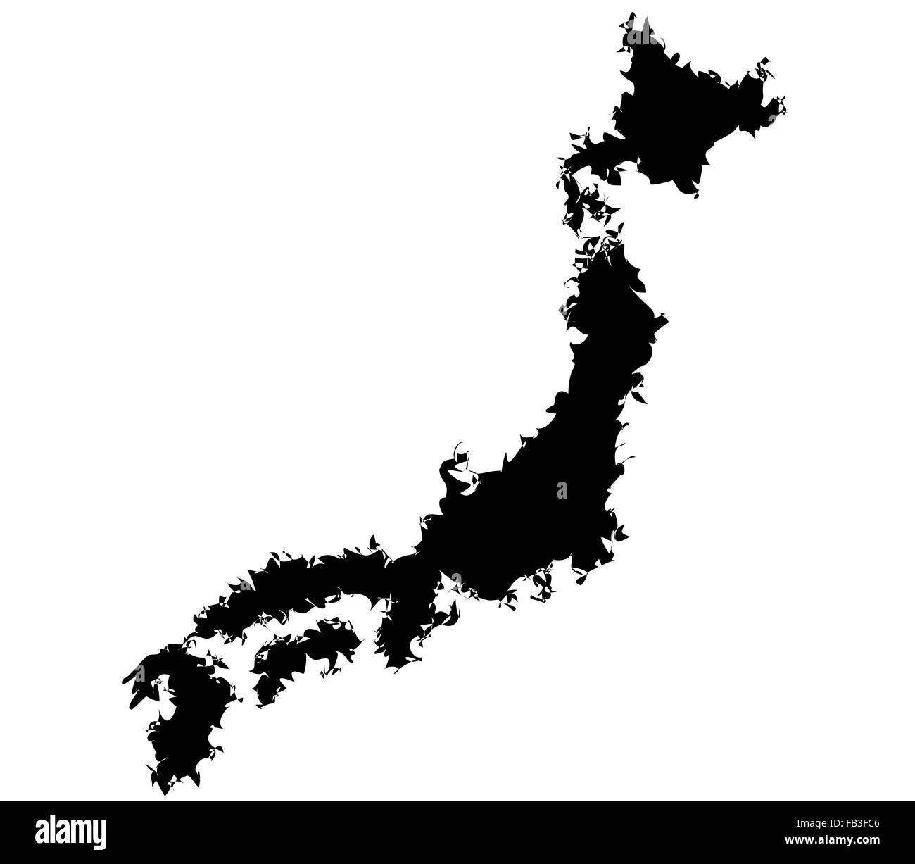 Japan-Karte auf einem weißen Hintergrund Stockfoto