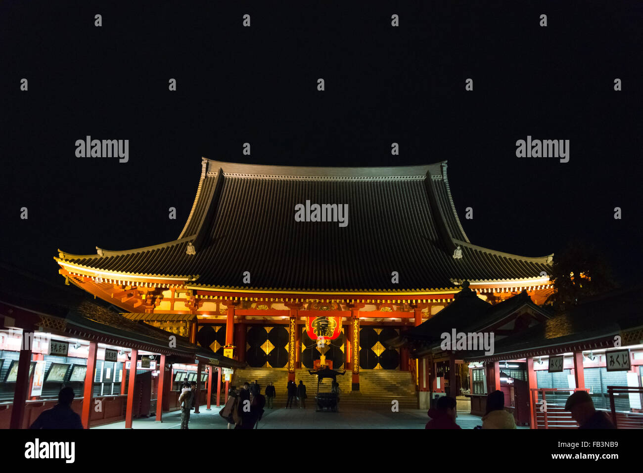 Nachtansicht des Sensoji-Tempel, Tokyo, Japan Stockfoto