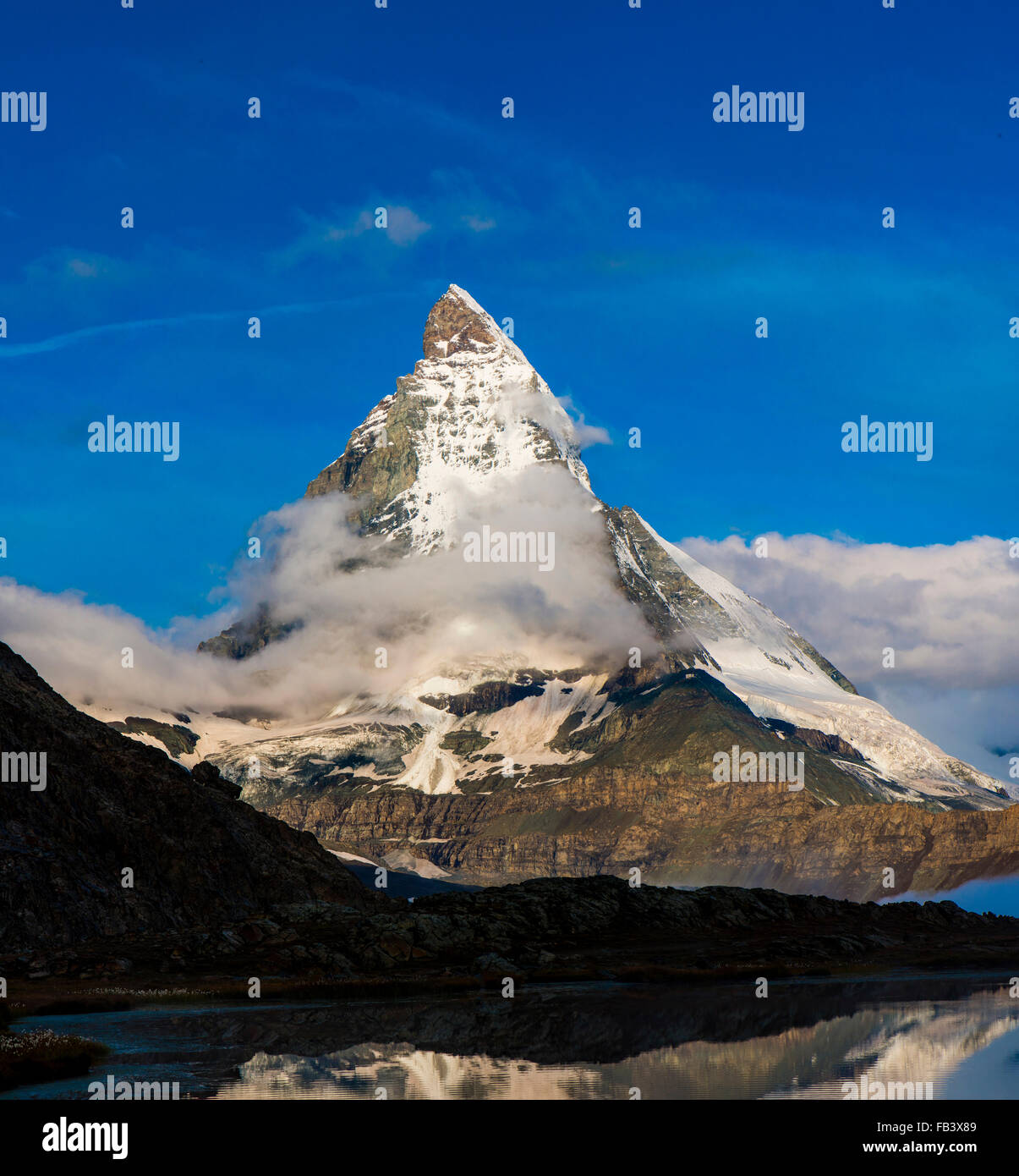 Berg Matterhorn, Monte Cervino, Mont Cervin, 4,478 m, Walliser Alpen, Rotenboden, Zermatt, Wallis, Schweiz Stockfoto