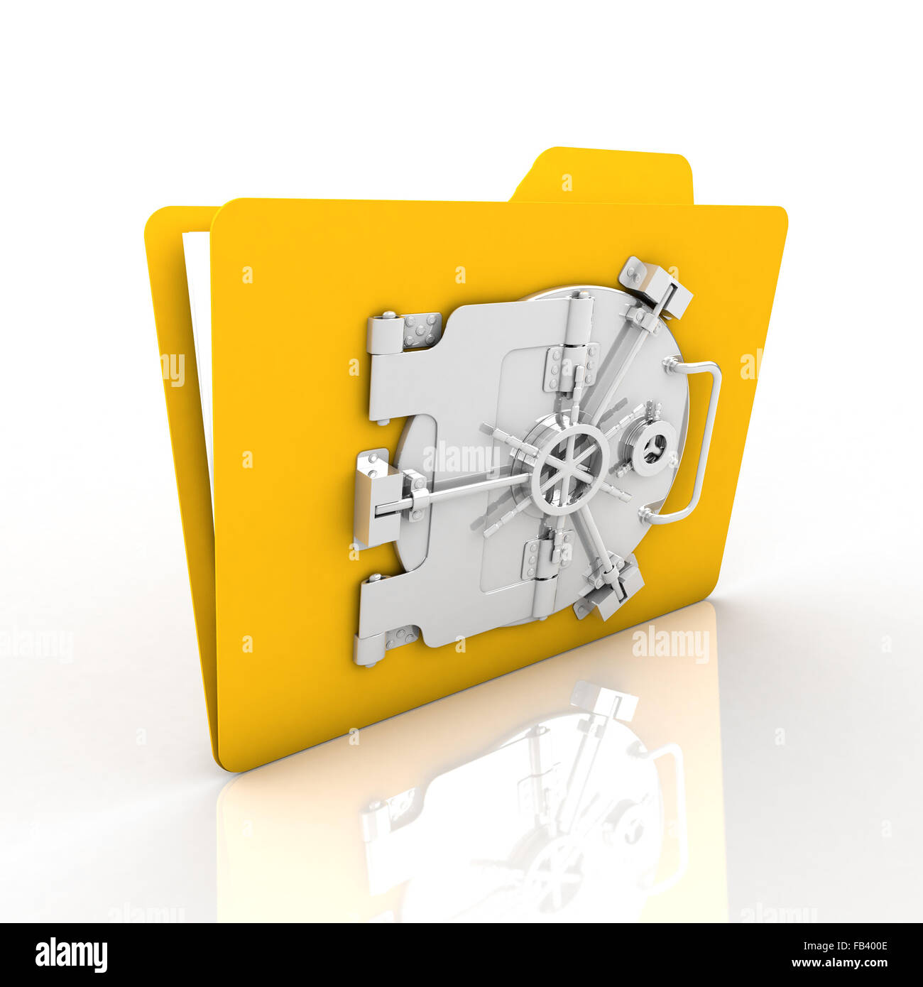 Datei-Verschlüsselung für die Sicherheit ist sehr sicher. Wir betonen, dass gelbe Ordner. Stockfoto