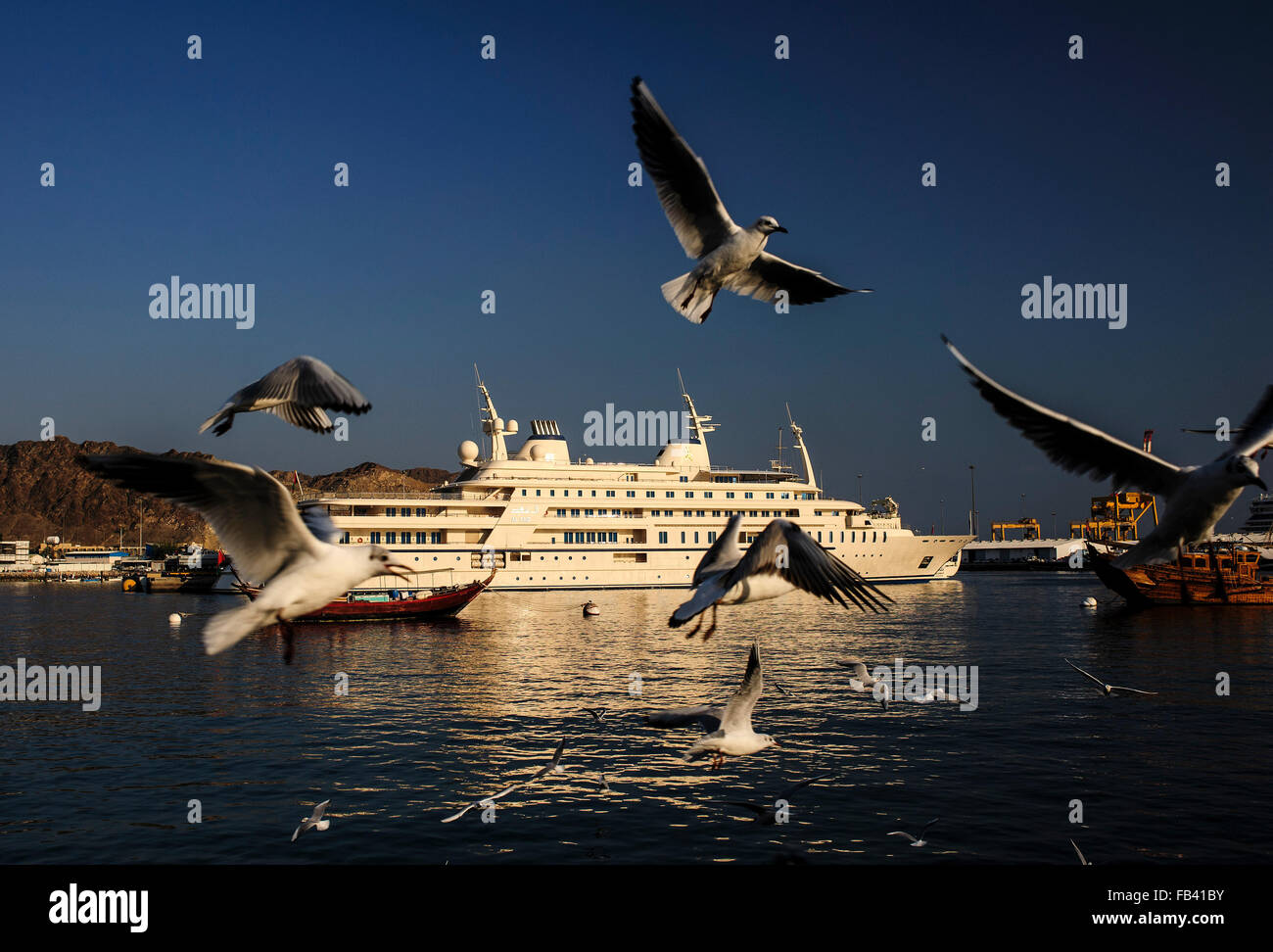 Yacht von Sultan Qaboos, Muscat, Oman Stockfoto