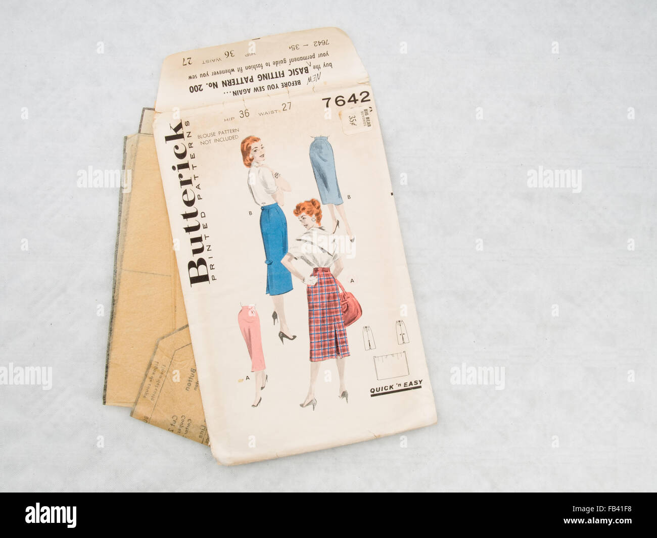 Vintage Schneiderei Muster, Butterick. Pencil-Skirts. Stockfoto