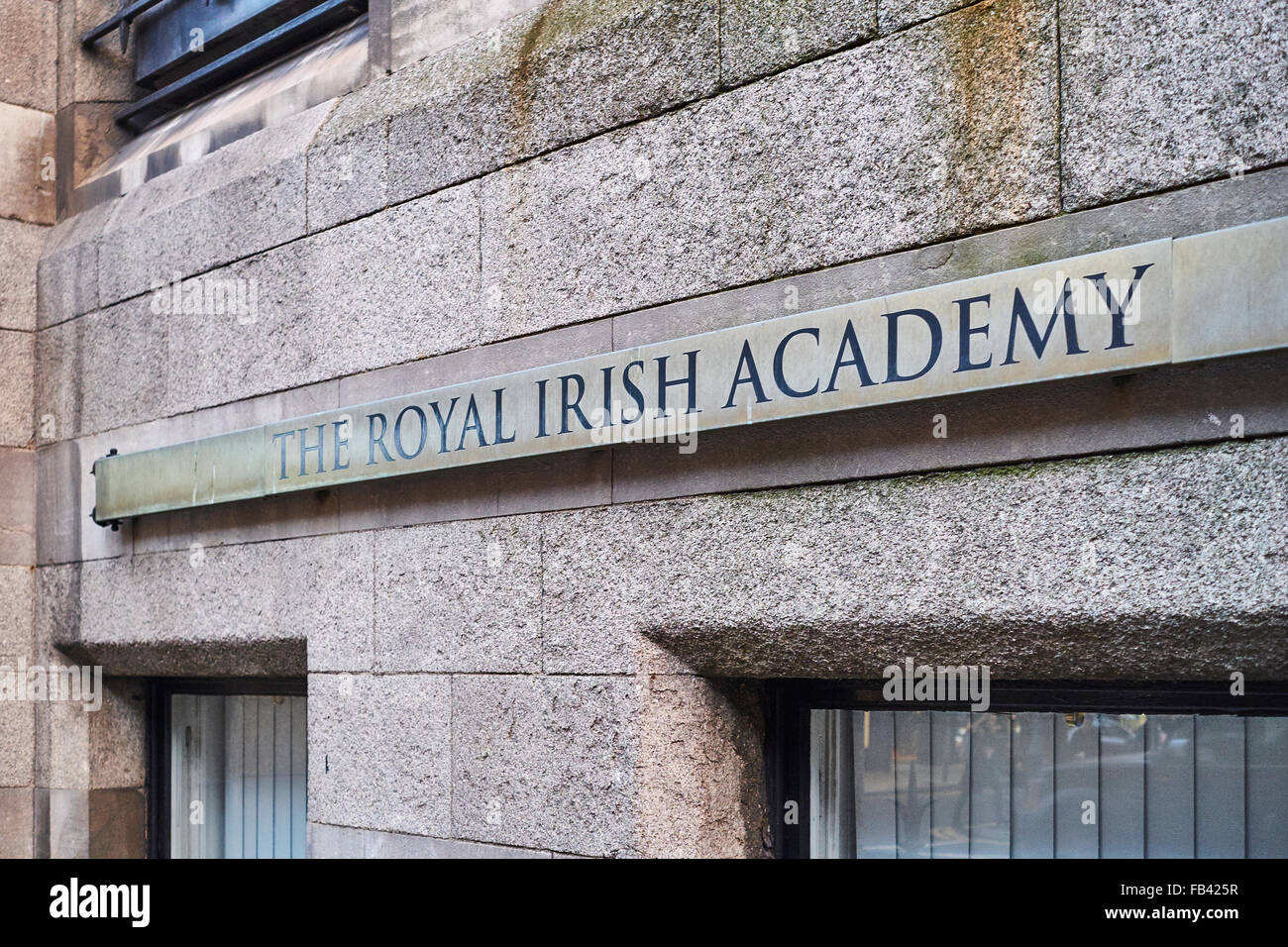 DUBLIN, Irland - 04 Januar: Detail der Royal Irish Academy Eingang auf Dawson Street. 4. Januar 2016 in Dublin Stockfoto