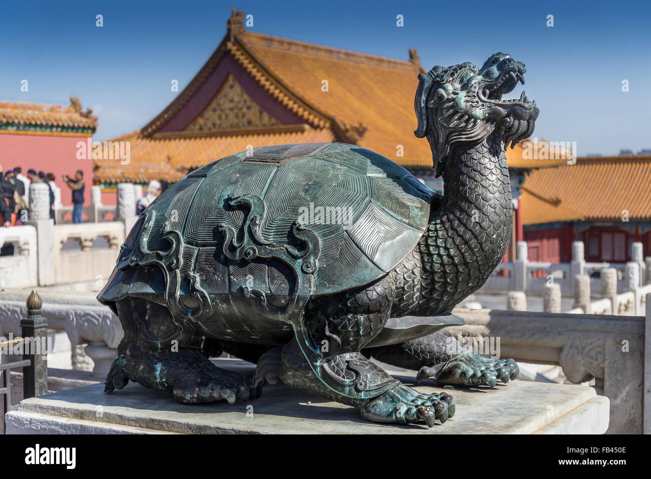 Riesenschildkröte Statue in Peking, Verbotene Stadt Stockfoto