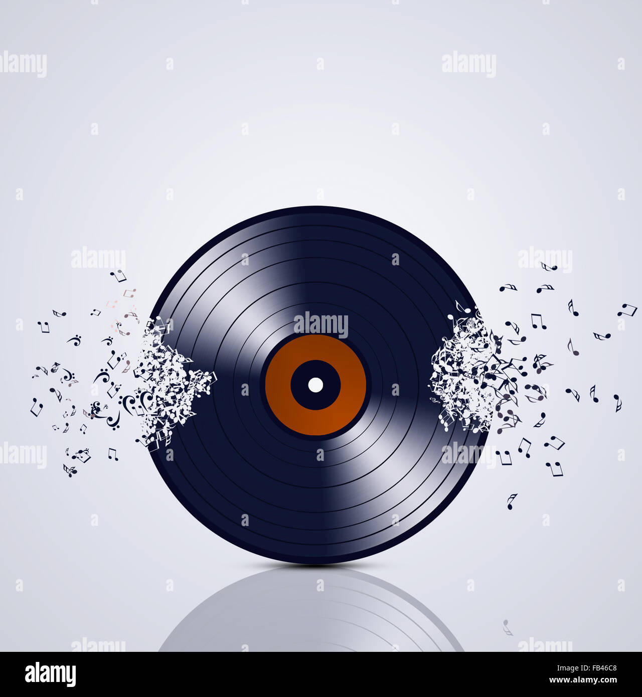 abstrakte Minimalmusik Vinyl Hintergrund mit Noten Stockfoto