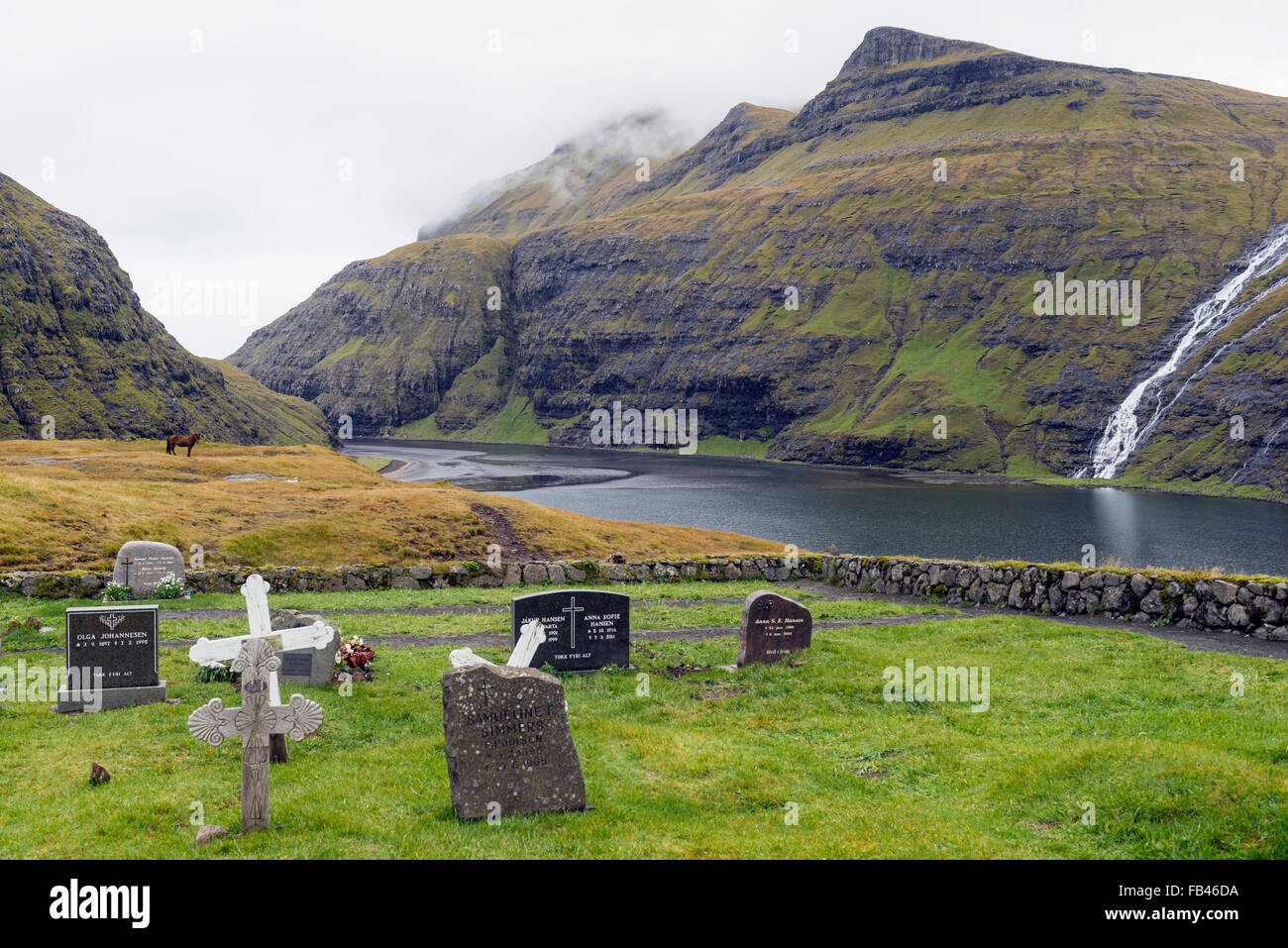 Friedhof auf den Färöern Stockfoto