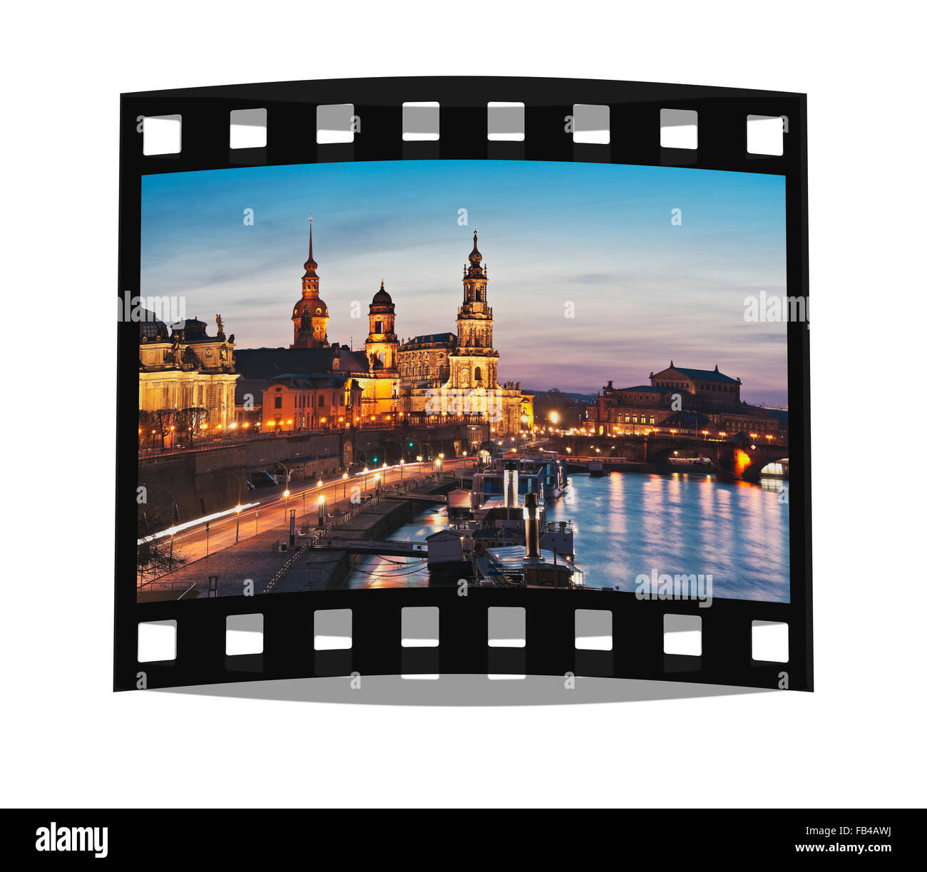 Blick auf die alte Stadt in der Nacht, Dresden, Sachsen, Deutschland, Europa Stockfoto