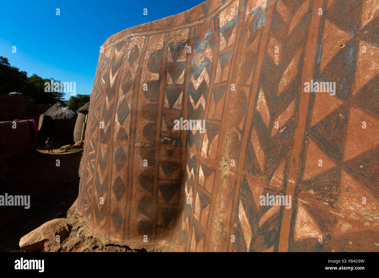 Tiebelè, malte der Königshof gemachten Kassena Häuser, Burkina Faso Stockfoto