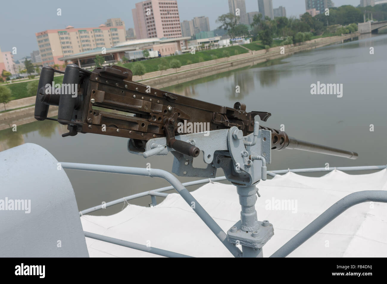 Maschinengewehr auf der USS Pueblo in Pjöngjang Stockfoto