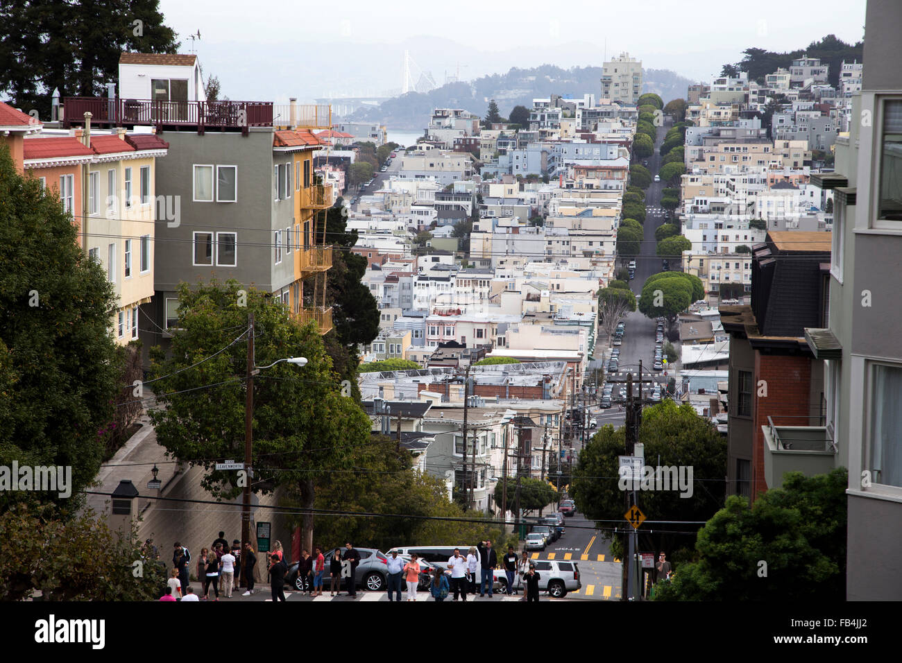 Ein Blick auf San Francisco von Lombard Street Stockfoto