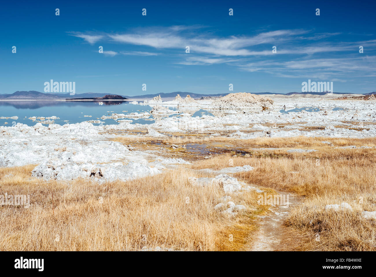 Calcium-Carbonat Felsen säumen die Ufer des Mono Lake, Kalifornien Stockfoto