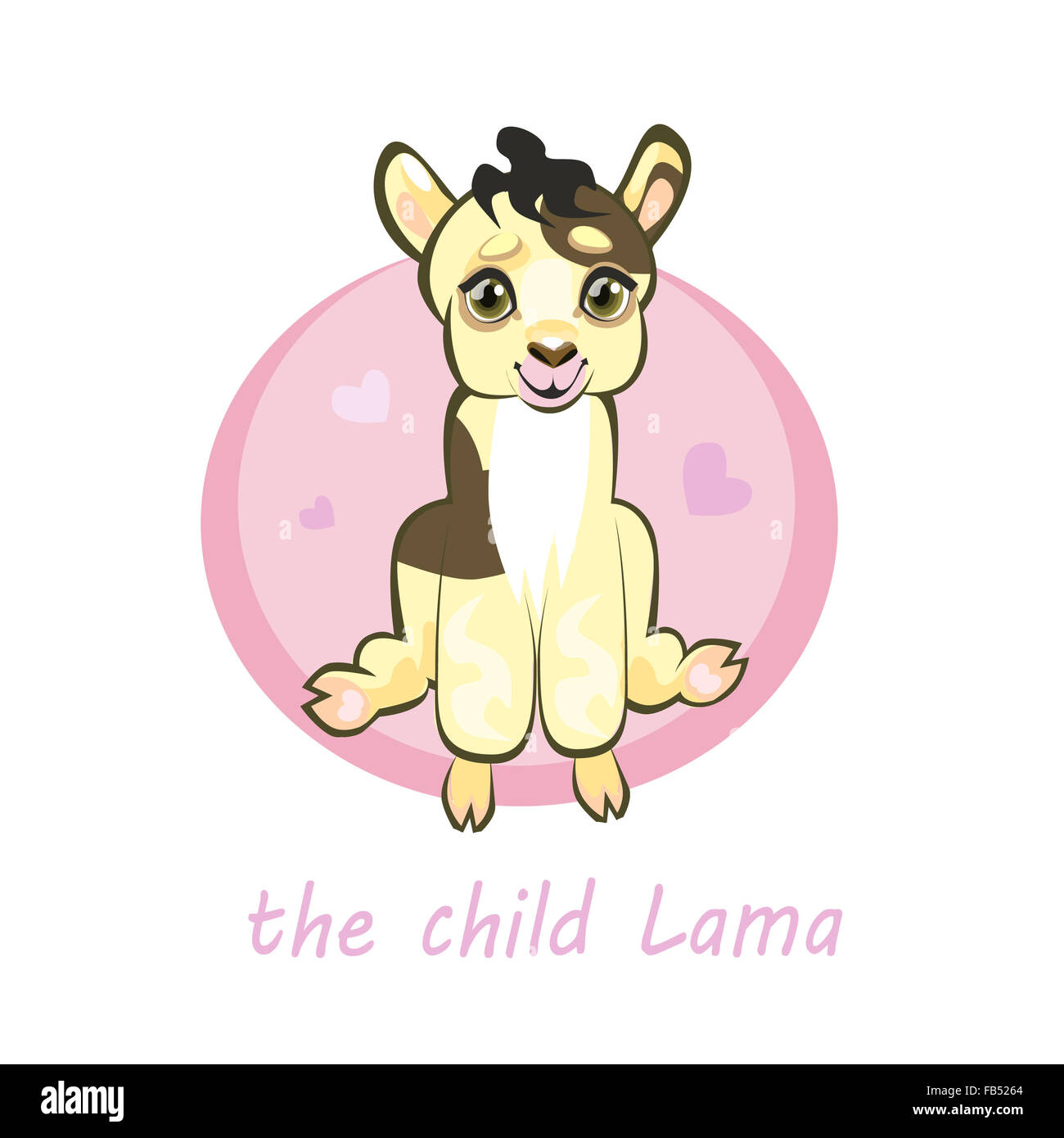 Kleines Baby Lama Alpaka Niedlichen Cartoon Charakter Rosa Hintergrund Mit Herzen Vektor Drucken Stockfotografie Alamy