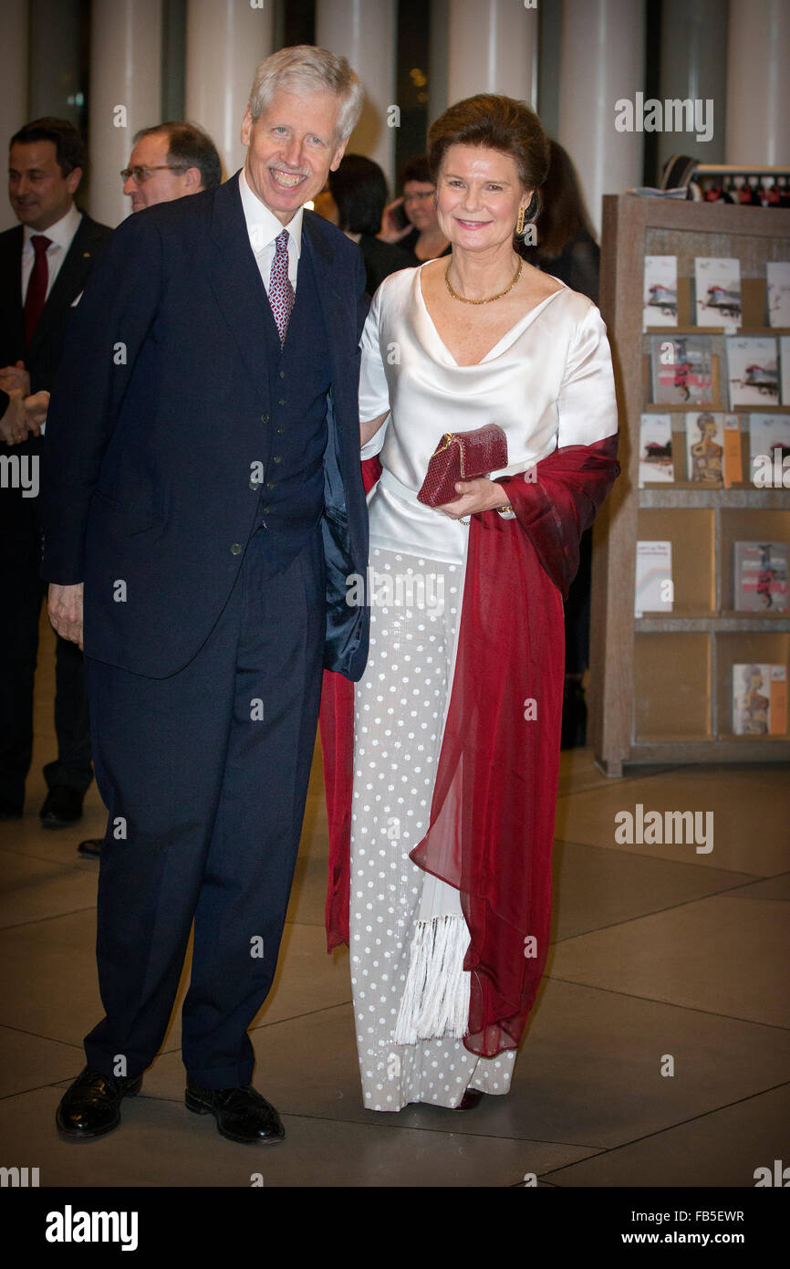 Prinzessin Margaretha und Fürst Nicolaus von und zu Liechtenstein besuchen den 95. Geburtstag des ehemaligen Großherzog Jean von Luxemburg, 9. Januar 2016. Foto: Patrick van Katwijk Niederlande OUT POINT DE VUE OUT - NO-Draht-Dienst - Stockfoto