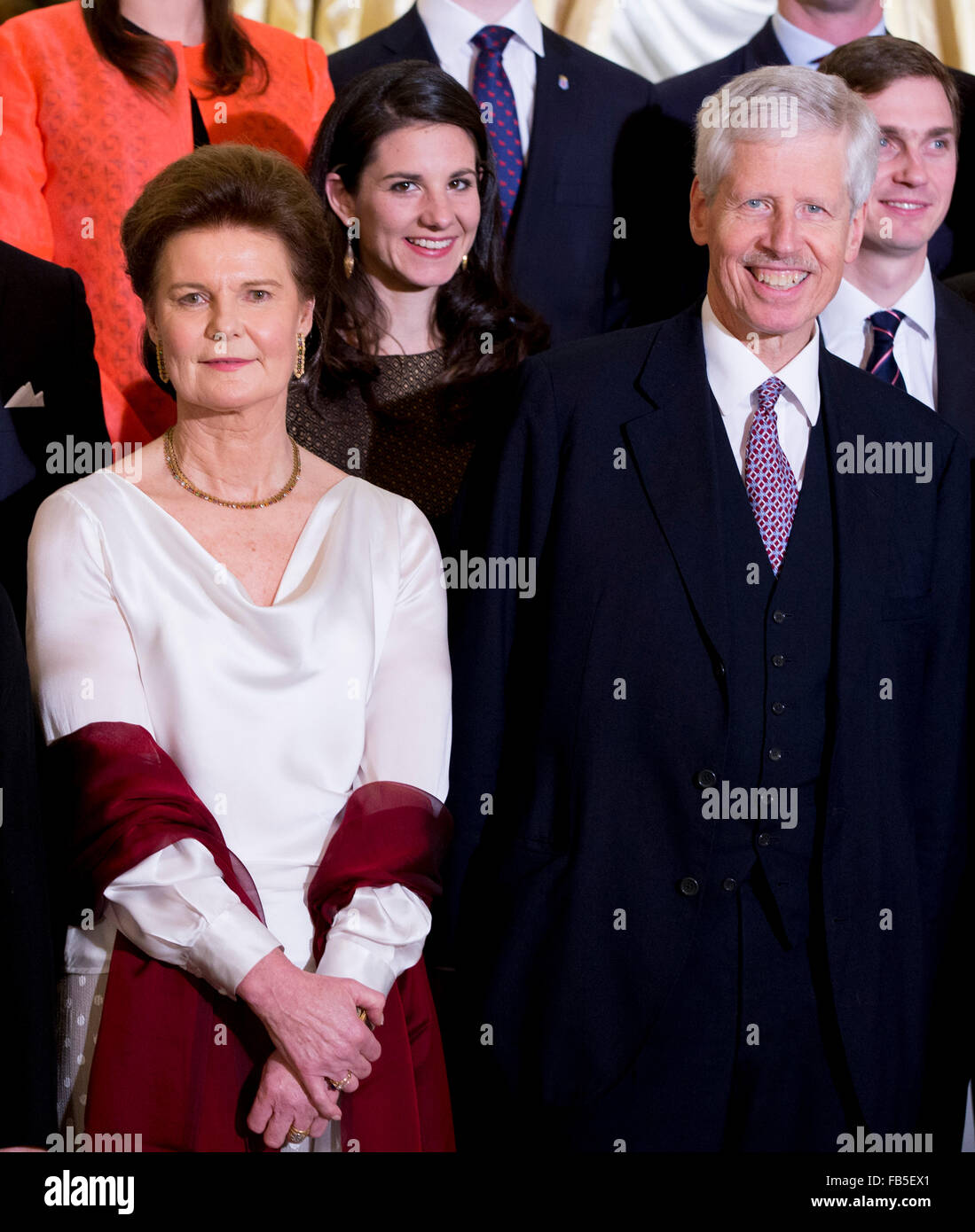 Prinzessin Margaretha und Fürst Nicolaus von und zu Liechtenstein besuchen den 95. Geburtstag des ehemaligen Großherzog Jean von Luxemburg, 9. Januar 2016. Foto: Patrick van Katwijk Niederlande OUT POINT DE VUE OUT - NO-Draht-Dienst - Stockfoto