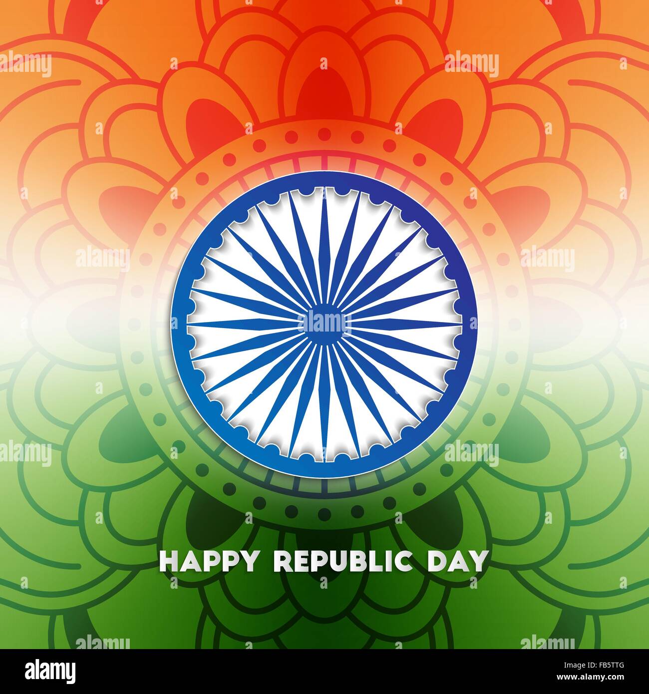 Indische Republik Tag Hintergrund mit Ashoka-Rad für Ihr design Stock Vektor