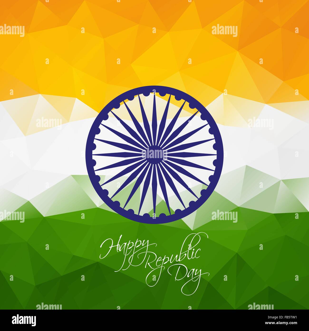 Indische Republik Tag polygonalen Hintergrund mit Ashoka-Rad für Ihr design Stock Vektor