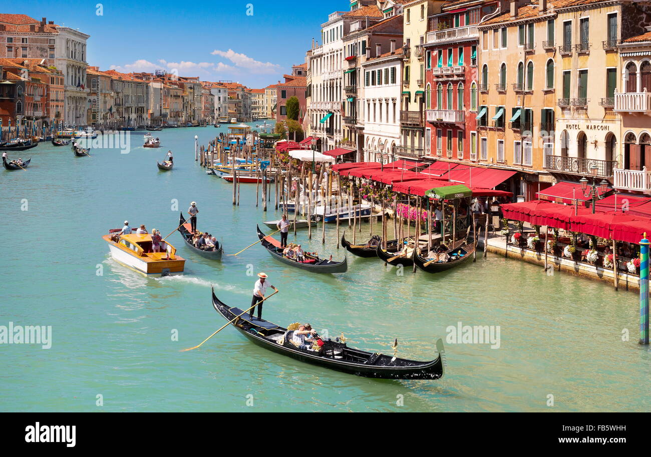 Gondel auf dem Canal Grande (Canal Grande), Venedig, Veneto, Italien, UNESCO Stockfoto
