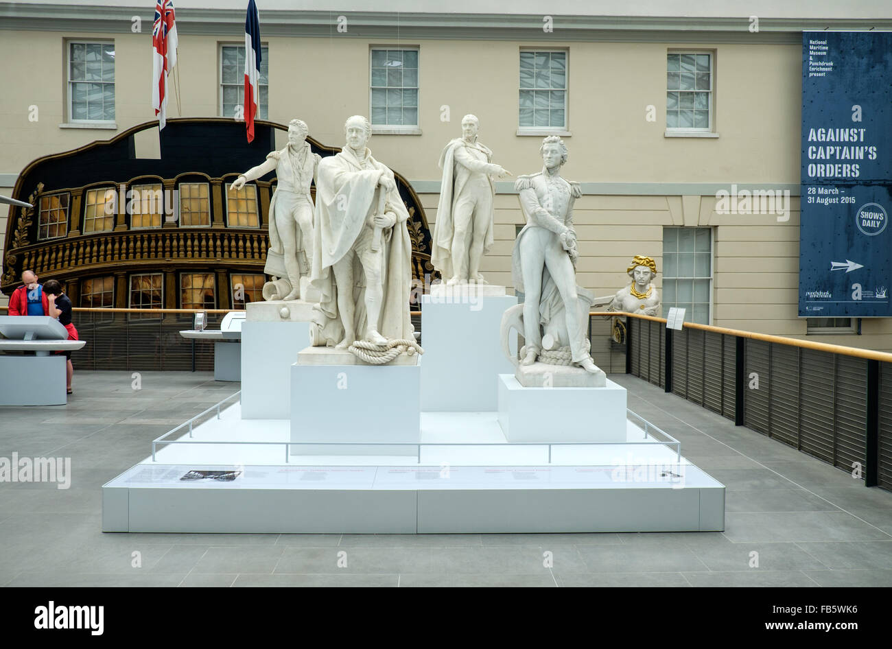 Marmorstatuen der Admirale an das National Maritime Museum, Greenwich, London, UK Stockfoto