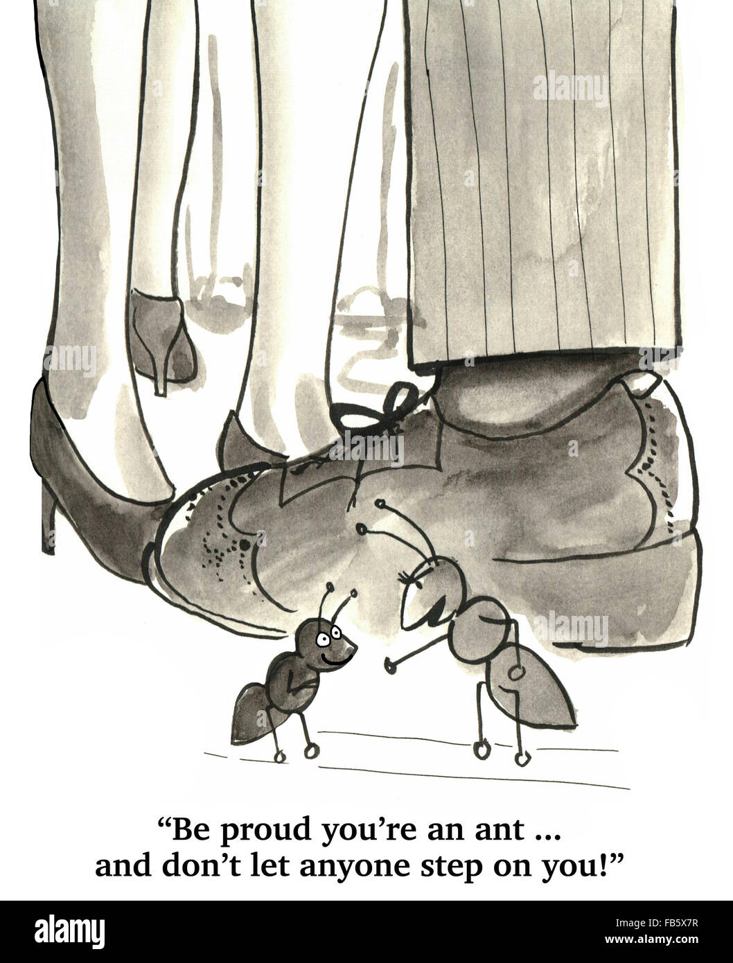 Cartoon über eine Ameise, die immer einer Pep Talk, stolz zu sein. Stockfoto