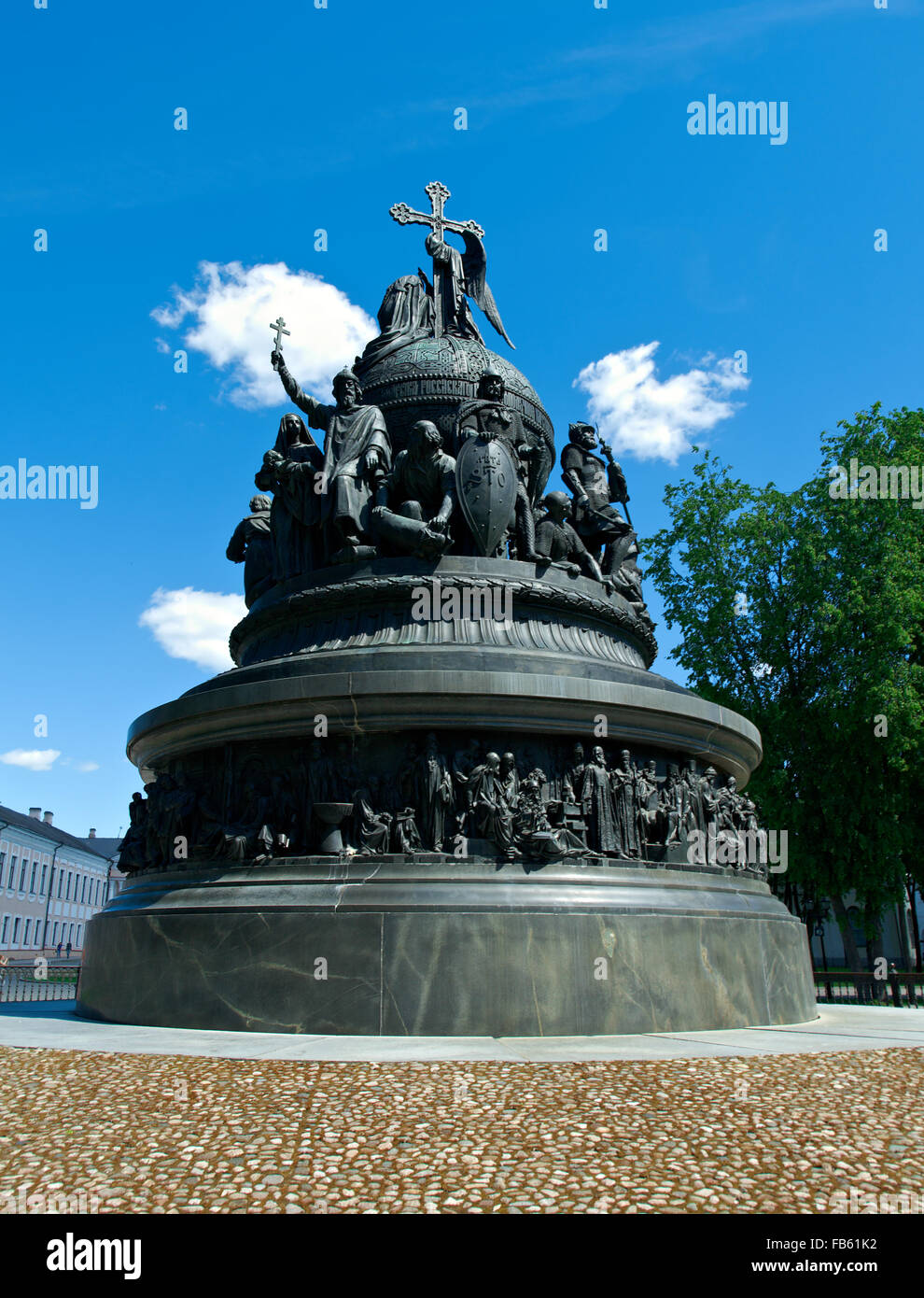 Detail des Denkmals, das Millennium Russlands in Weliki Nowgorod, Russland Stockfoto