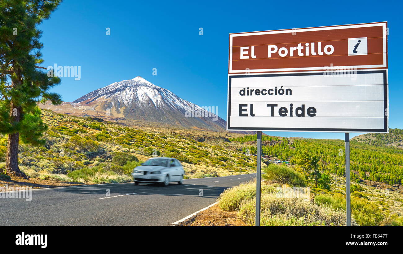Der Weg zum Teide, Nationalpark Teide, Teneriffa, Kanarische Inseln, Spanien Stockfoto