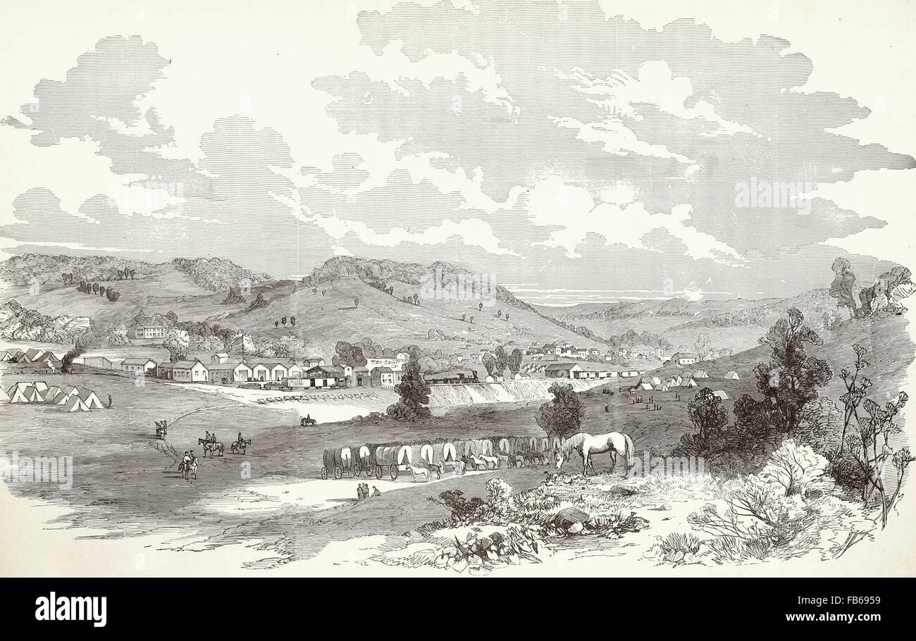 Dorf von Clarksburg, West Virginia, Sitz der General Rosecrans, USA Bürgerkrieg Stockfoto