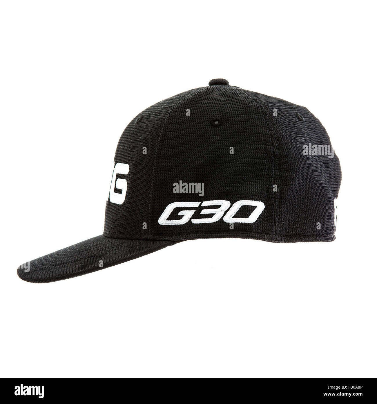 Ping-G30 Tour Golf Cap in schwarz auf weißem Hintergrund Stockfoto