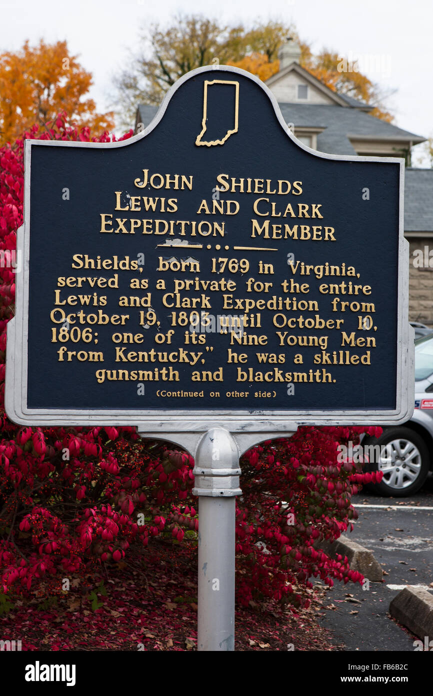 JOHN SHIELDS LEWIS und CLARK EXPEDITION Mitglied Shields, geboren 1769 in Virginia, diente als Private für die gesamte Lewis und Clark Expedition vom 19. Oktober 1803 bis 10. Oktober 1806; einer seiner "neun junge Männer aus Kentucky," Er war ein qualifizierte Büchsenmacher und Schmied.  (Fortsetzung auf der anderen Seite) Stockfoto