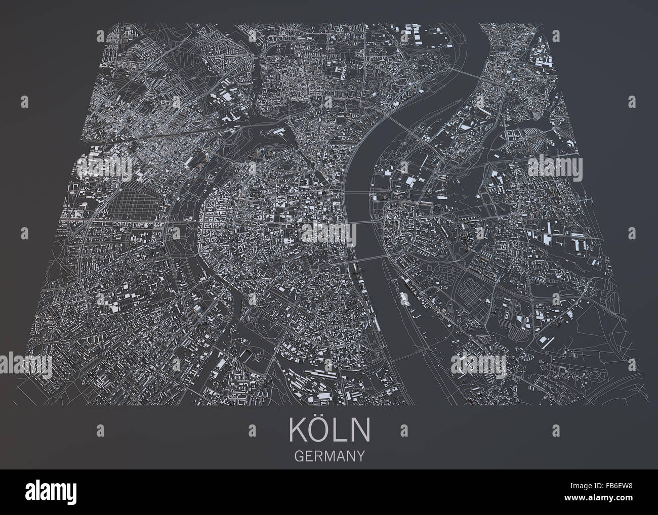 Köln, Köln, Satellit Kartenansicht, Deutschland Stockfoto