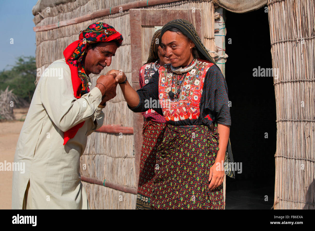 Fakirani Jat Stamm, Medi-Dorf, traditionelles Ritual, Distrikt Kutch, Gujarat, Indien Stockfoto