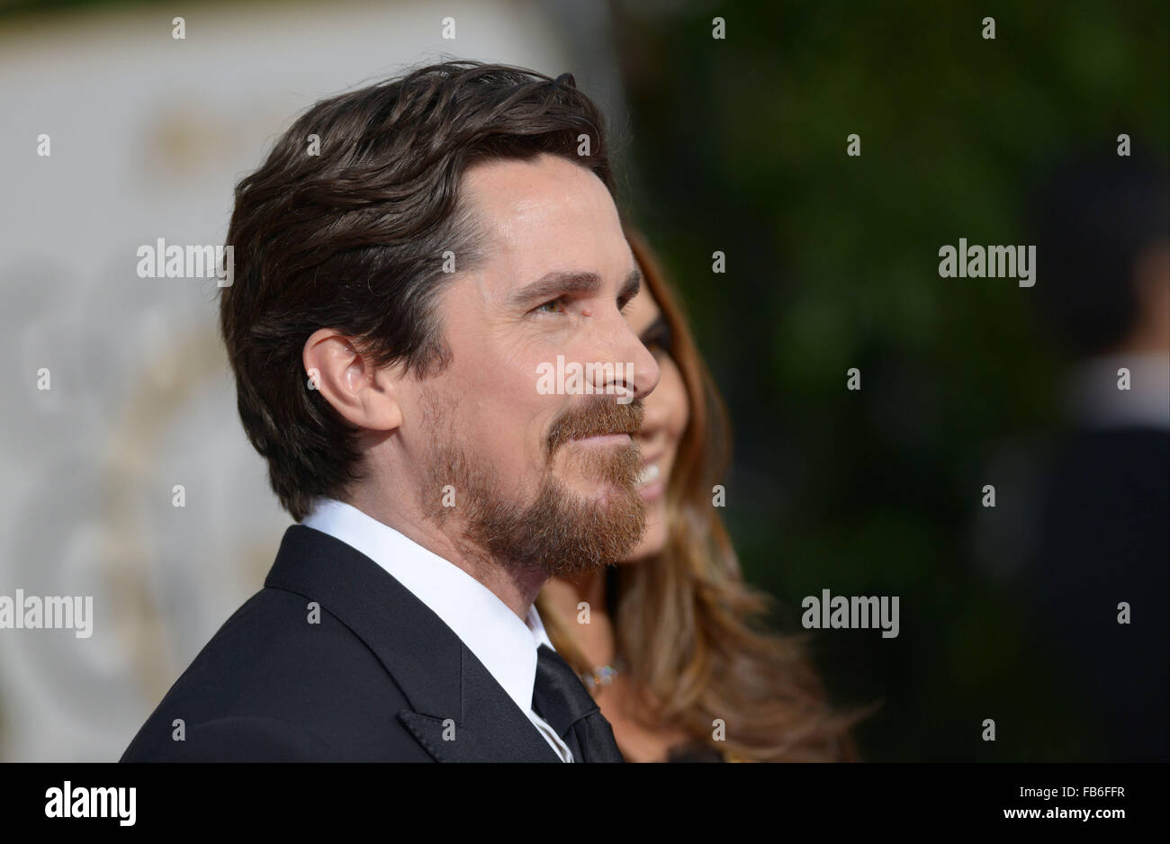 Los Angeles, Kalifornien, USA. 10. Januar 2016. Christian Bale kommt bei den Golden Globes, Los Angeles, CA-Credit: Sydney Alford/Alamy Live News Stockfoto