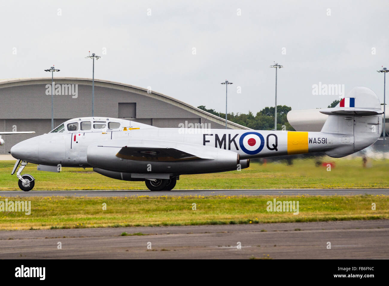 Gloster Meteor, Farnborough International Airshow Farnborough Airport, Rushmoor, Hampshire, England Stockfoto