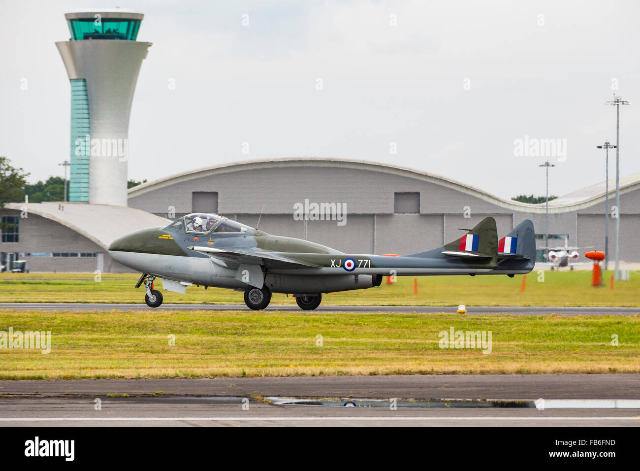 de Havilland DH.100 Vampir, Farnborough International Airshow Farnborough Airport, Rushmoor, Hampshire, England Stockfoto