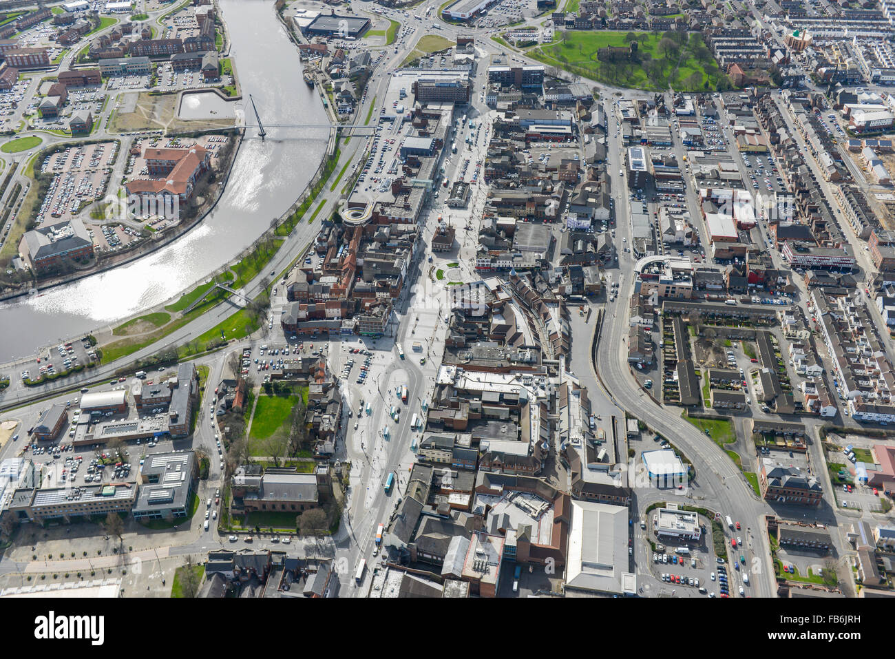 Eine Luftaufnahme von Stockton auf Tees Innenstadt und Fußgängerzone Stockfoto