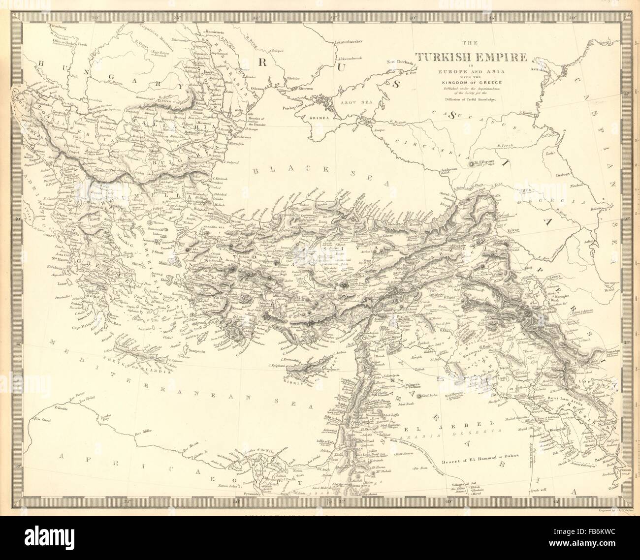 Osmanischen Reichs: in Europa und Asien mit dem Königreich Griechenland. SDUK, 1848-Karte Stockfoto