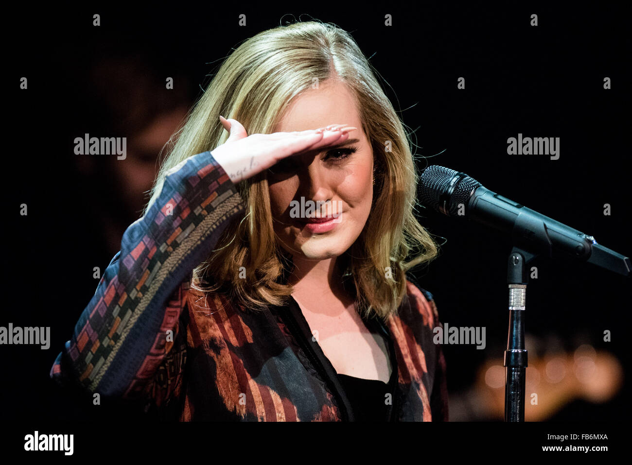 Skavlan TV-Show Dreharbeiten in den Londoner Studios.  Mitwirkende: Adele Adkins Where: London, Vereinigtes Königreich bei: 3. Dezember 2015 Stockfoto