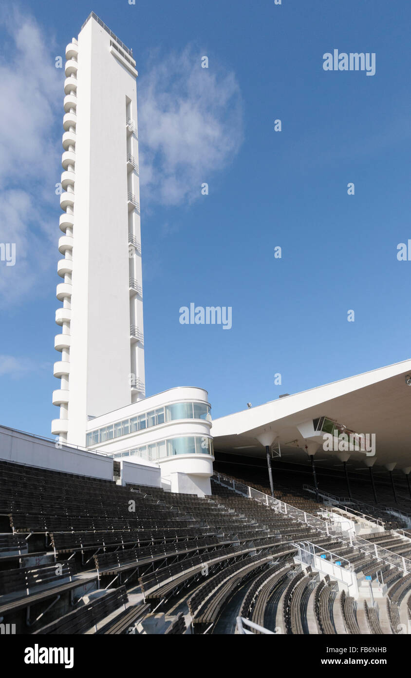 Das Olympiastadion Helsinki und Turm Töölö, Helsinki, Finnland Stockfoto