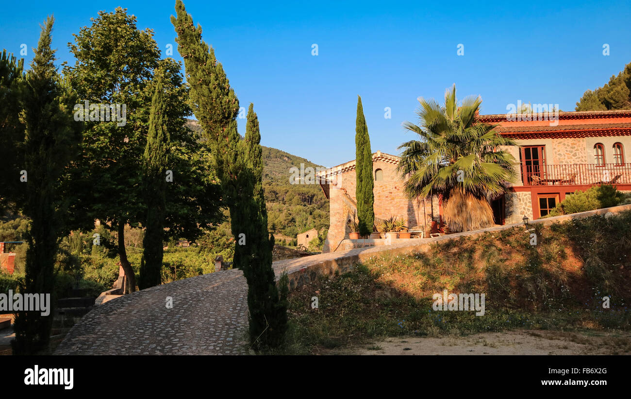 Balearen Mittelmeer Finca, Architektur von Mallorca. Stockfoto