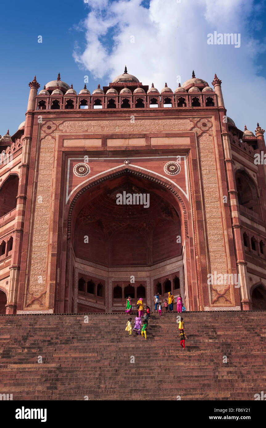 Haupttor der Moschee von Fatehpur Sikri, Indien Stockfoto