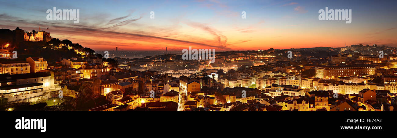 Panorama Blick auf Lissabon schöne Dämmerung. Portugal Stockfoto