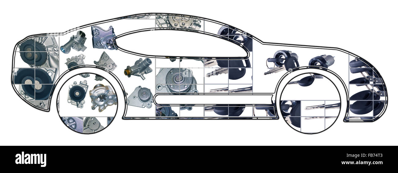 Bild von Sportauto. Gesammelt von Ersatzteilen. Stockfoto