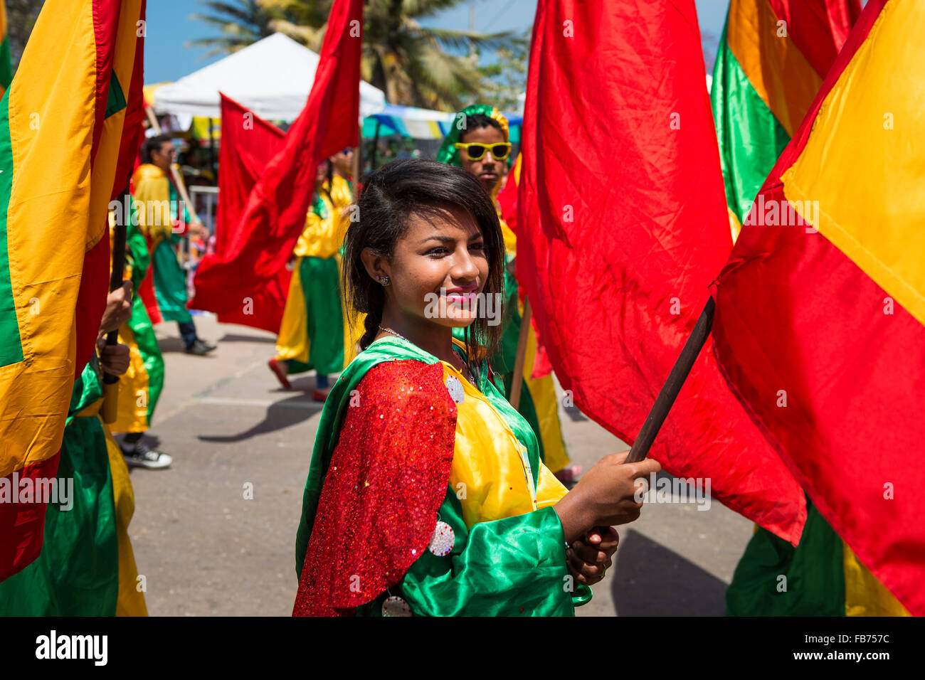 Barranquilla, Kolumbien - 1. März 2014: Die Leute an die Karnevalsumzüge in den Karneval von Barranquilla in Kolumbien. Stockfoto