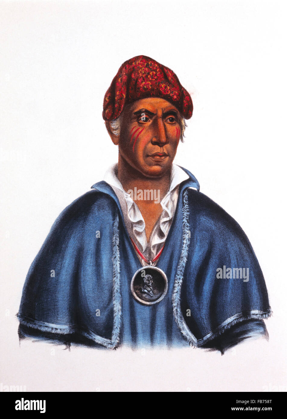 Quatawapea, Shawnee-Häuptling, tragen Medaille gegeben ihm von US-Präsident Thomas Jefferson, Gemälde von Charles Bird King, ca. 1825 Stockfoto
