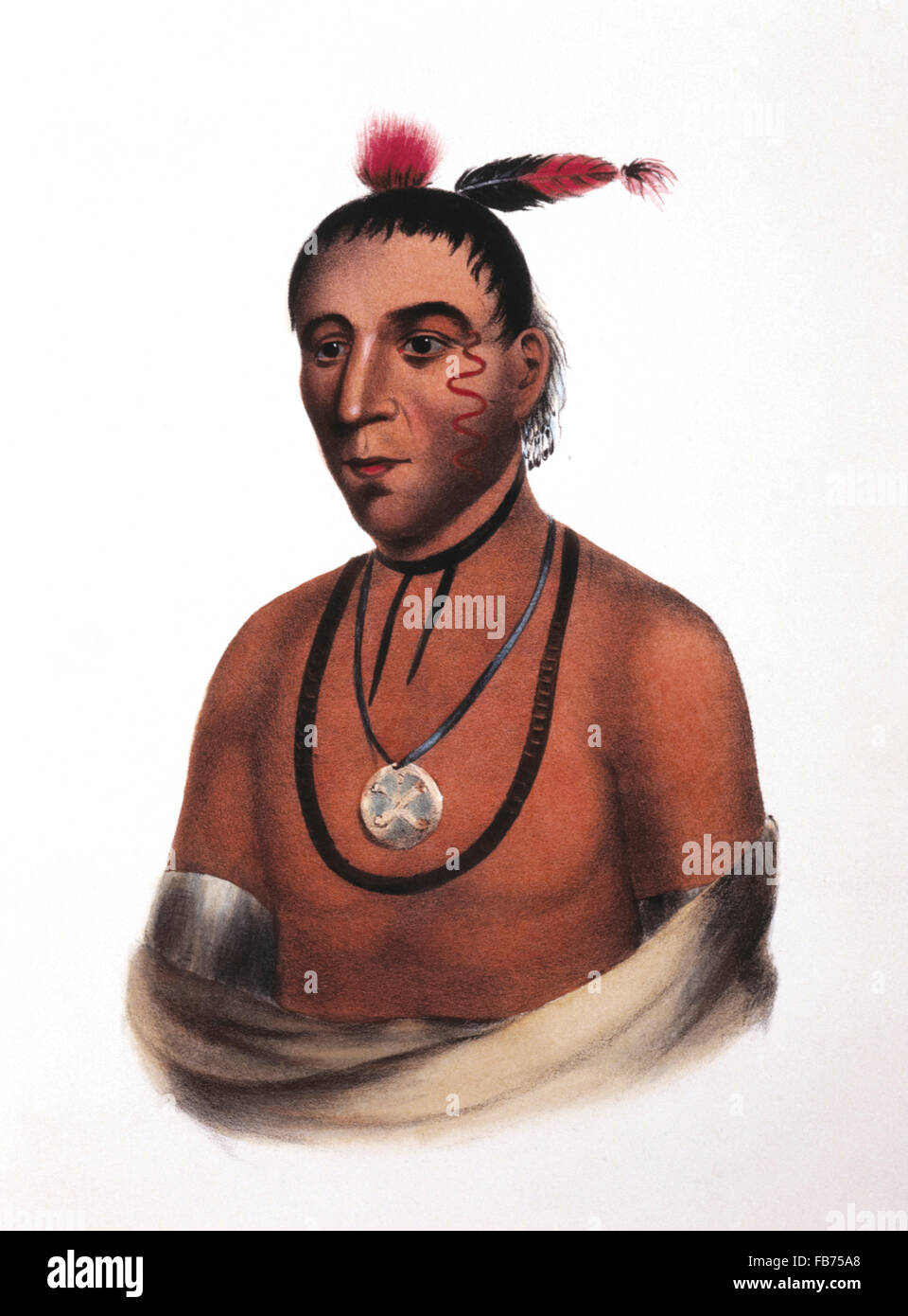 WA-Kawn, Winnebago Chief kämpfte in der Schlacht von Tippecanoe, 1811, Kopie von A. Ford eines Gemäldes von James Otto Lewis, 1826 Stockfoto