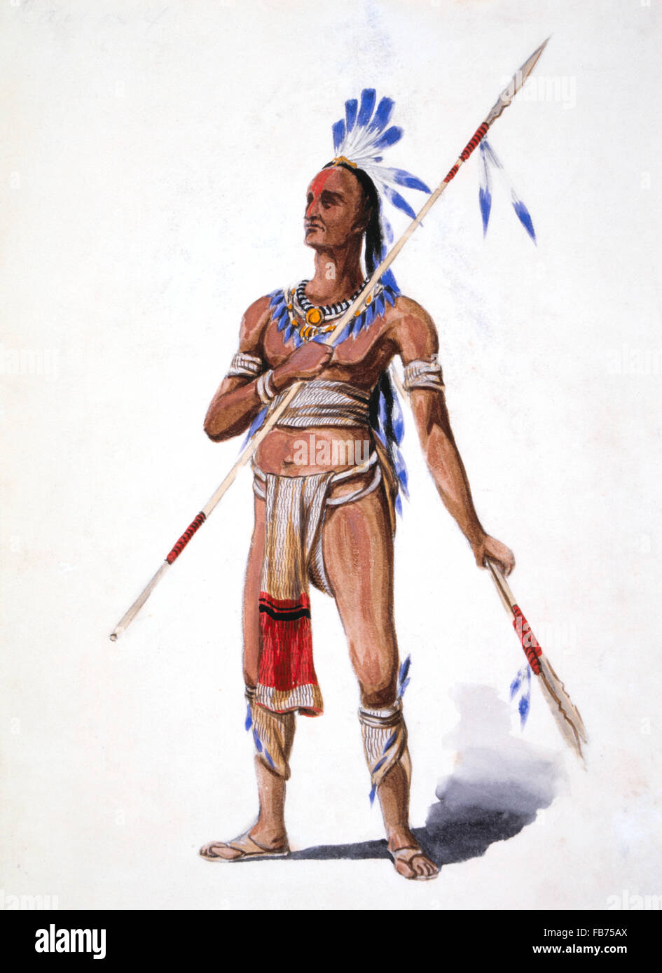 Indianischer Krieger von William L. Wells für 1893 Columbian Exposition Pageant, Chicago, Illinois, USA, Aquarell, 1892 Stockfoto
